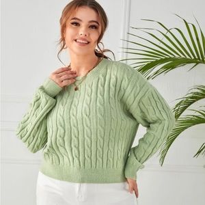 Sage Green Soft Touch Cable Knit Sweater - Never Worn